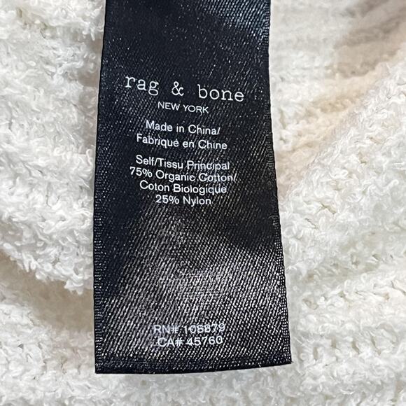 rag & bone Sweater Womens Medium White Ribbed Hoodie Organic Cotton Pullover - Picture 11 of 12